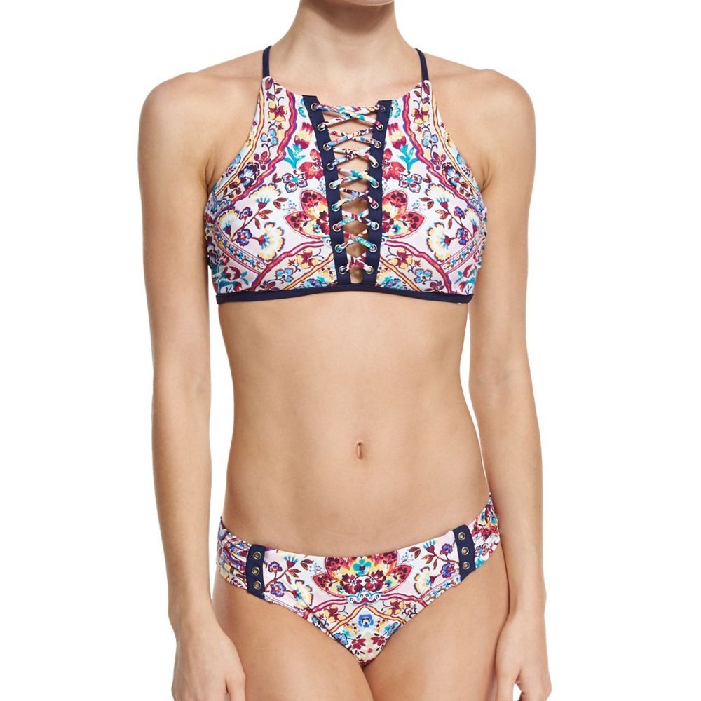 NWT Nanette Lepore Festival Folkloric High Neck Top & Bikini Bottom Set